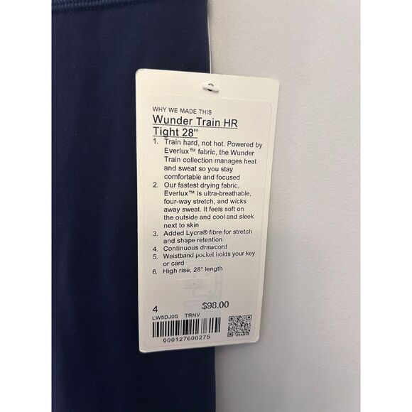 Lululemon Wunder Train High Rise Tight 28" Size 4 True Navy NWT Authentic - Picture 6 of 6